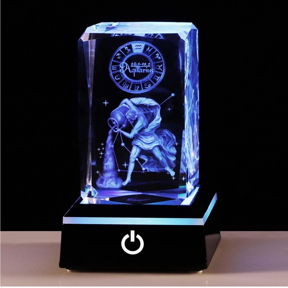Crystal Aquarius 3D LED Night Light - Blue